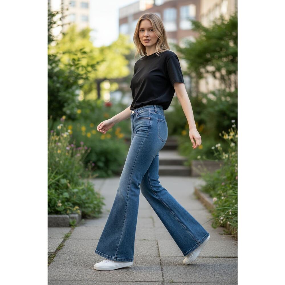Urban Outfitters BDG‎ Mid Rise Wide Leg Jeans Lace Up Denim Sz 26 X 32 Y2K